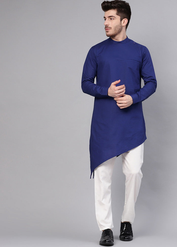 Blue Color Solid Cotton Kurta VDVSD0346 - Indian Silk House Agencies