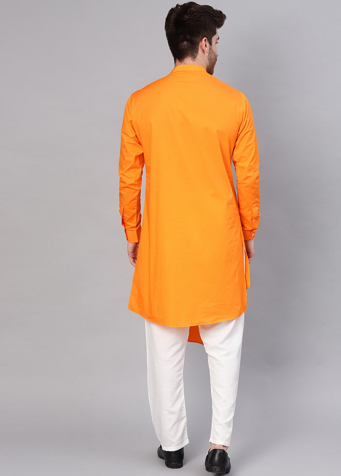Orange Color Solid Cotton Kurta VDVSD0373 - Indian Silk House Agencies