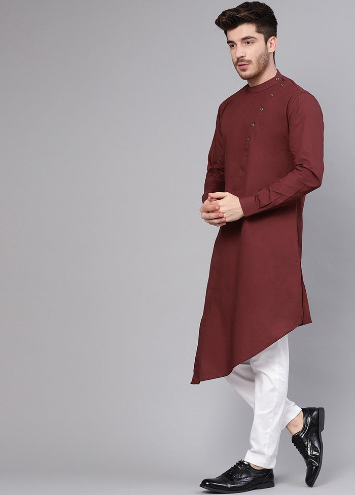 Maroon Color Solid Cotton Kurta VDVSD0377 - Indian Silk House Agencies