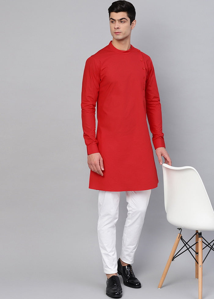Red Color Solid Cotton Kurta VDVSD0431 - Indian Silk House Agencies
