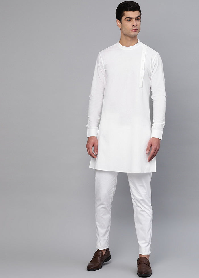 Cotton Full Sleeve Solid White Kurta VDVSD0439 - Indian Silk House Agencies