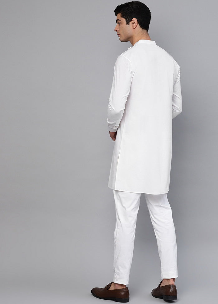 Cotton Full Sleeve Solid White Kurta VDVSD0439 - Indian Silk House Agencies