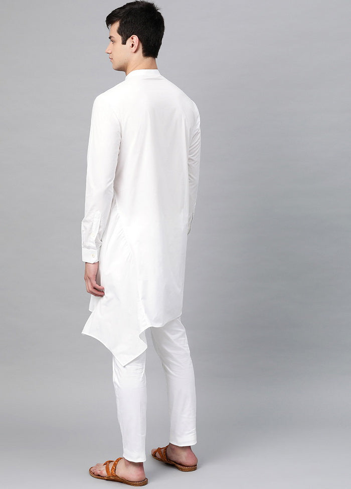 White Color Solid Cotton Kurta VDVSD0476 - Indian Silk House Agencies