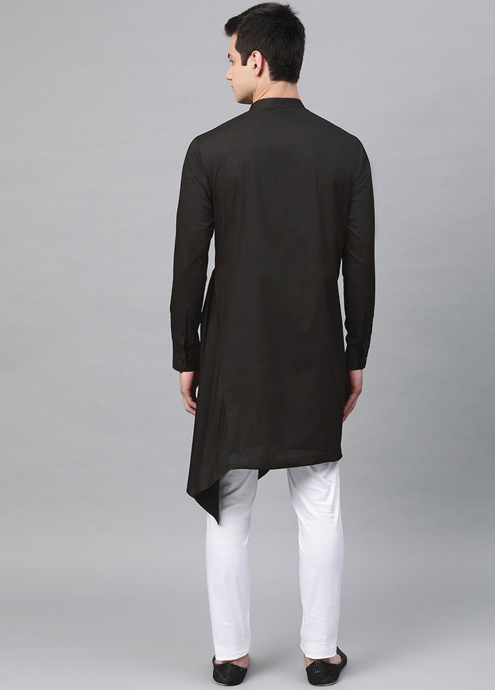 Black Color Solid Cotton Kurta VDVSD0477 - Indian Silk House Agencies