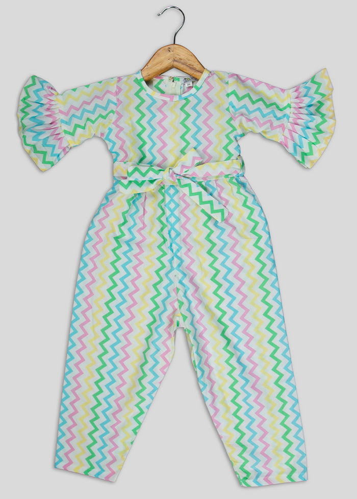Sea Green Woven Cotton Jumpsuit - Indian Silk House Agencies