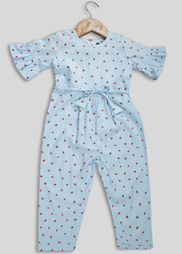 Blue Cotton Jumpsuit For Girls - Indian Silk House Agencies