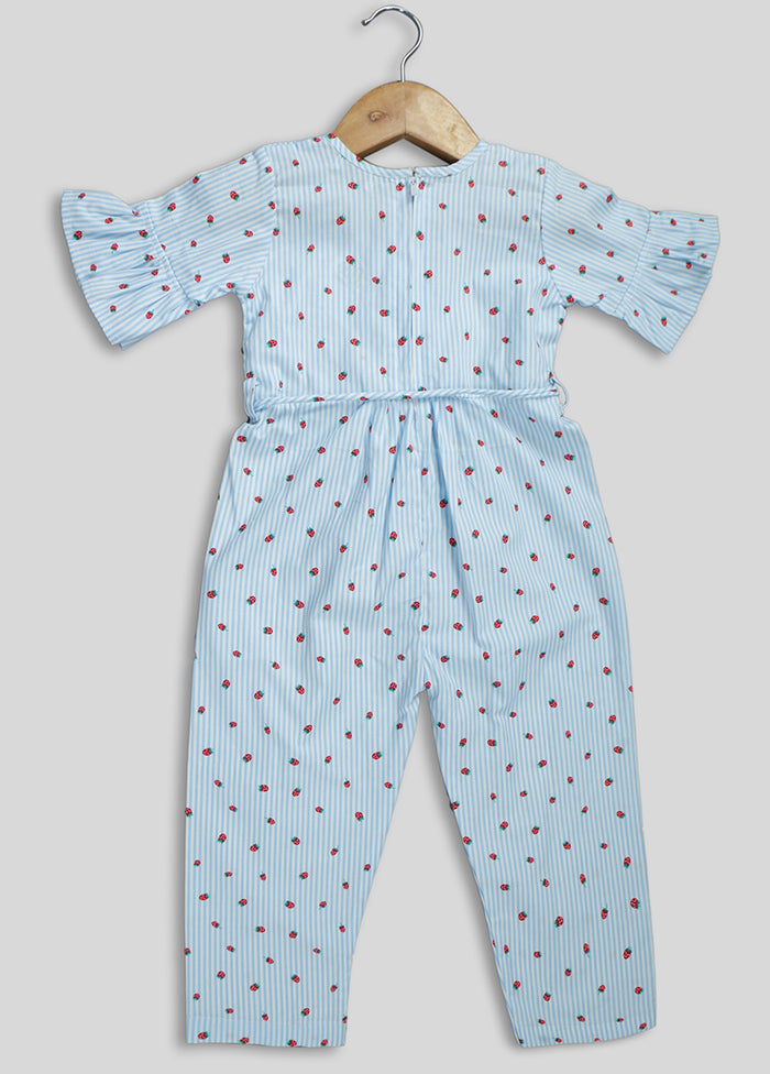 Blue Cotton Jumpsuit For Girls - Indian Silk House Agencies
