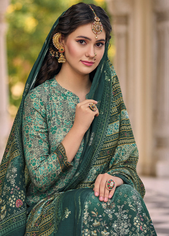 3 Pc Multicolor Unstitched Cotton Suit Set - Indian Silk House Agencies