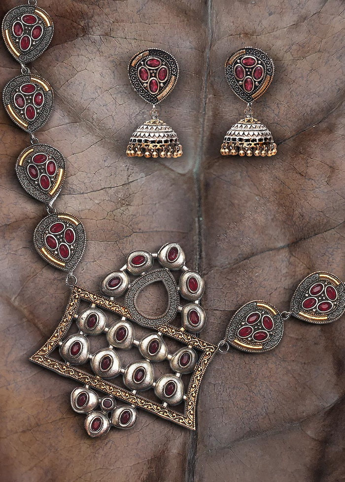Handcrafted Brass Set of Necklace and Jhumka - Indian Silk House Agencies