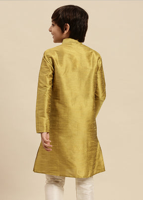 Mustard Silk Solid Kurta - Indian Silk House Agencies