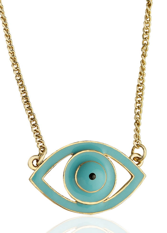 Estelle Turquoise Blue Enamel Evil Eye Pendant - Indian Silk House Agencies