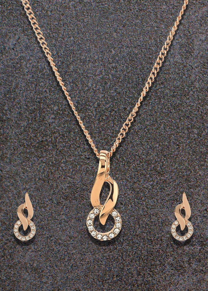 Estelle Rose Gold Flame Ring Pendant Chain Necklace - Indian Silk House Agencies