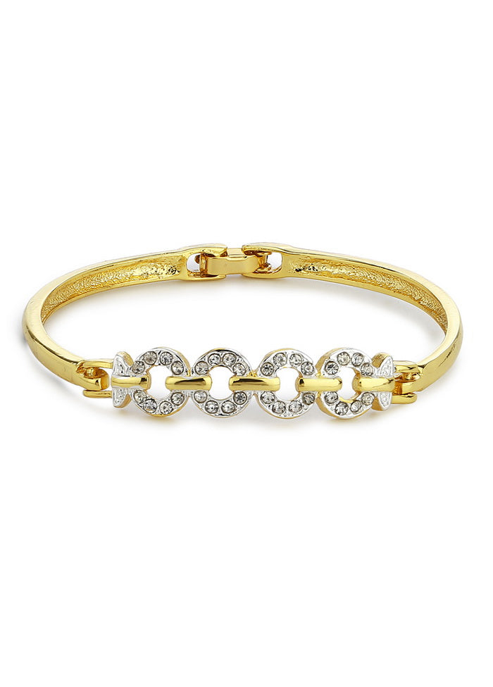 Estelle Gold Plated White Crystal Stone Womens Bangle Bracelet - Indian Silk House Agencies
