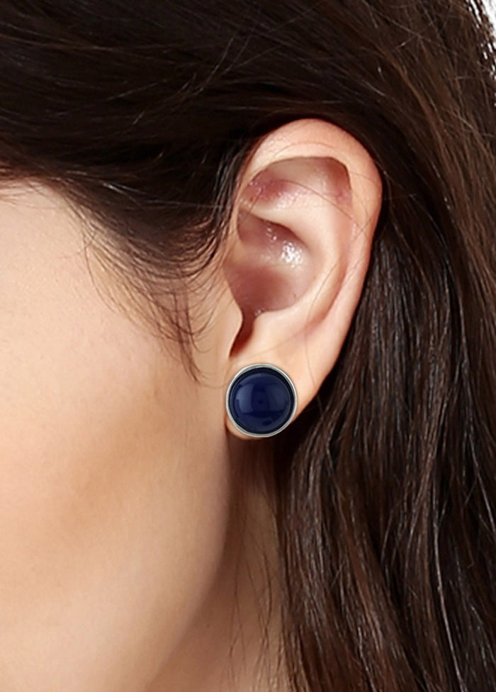 Estelle Blue Colour Round Stud Earrings - Indian Silk House Agencies