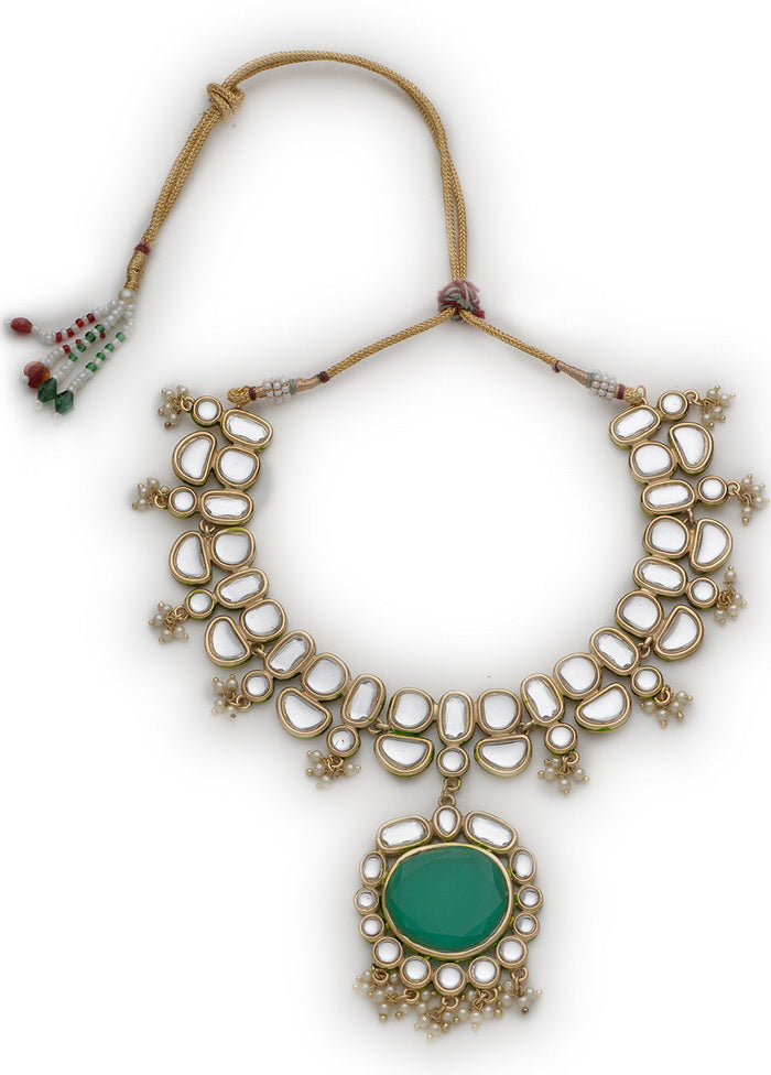 Estelle Traditional Gold Plated Kundan Polki Crystal Necklace - Indian Silk House Agencies