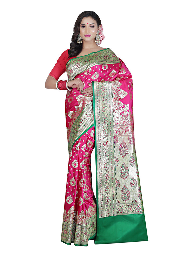Rani Spun Silk Saree With Blouse Piece - Indian Silk House Agencies