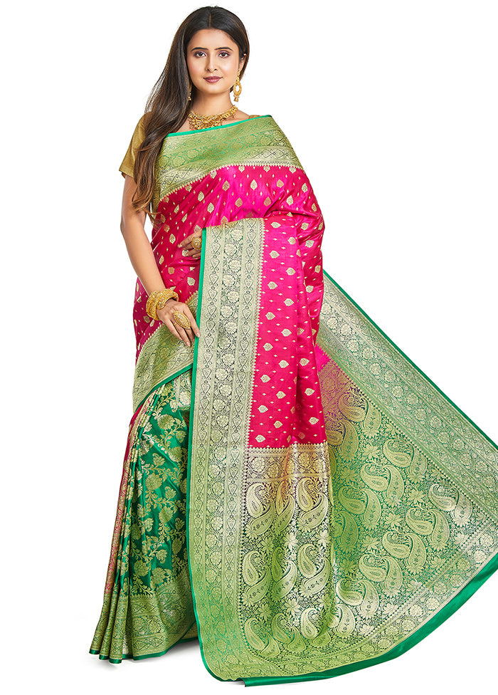 Pink Spun Silk Saree With Blouse Piece - Indian Silk House Agencies