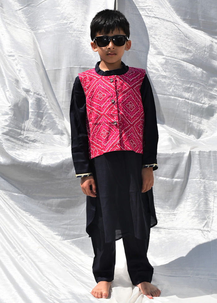 3 Pc Pink Cotton Kurta Pajama Set - Indian Silk House Agencies