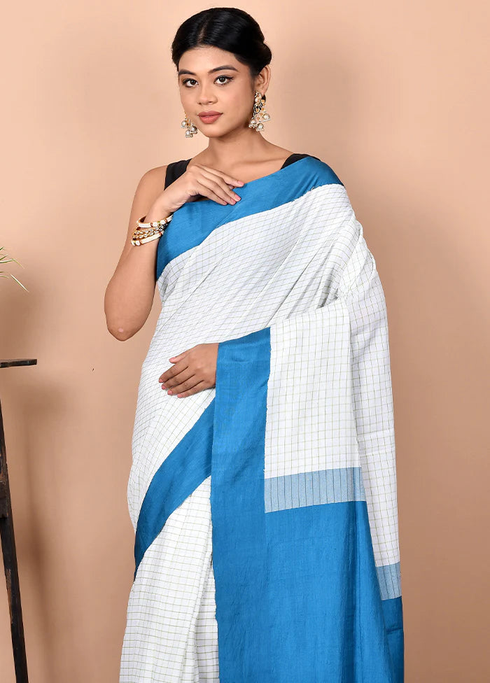 Biswa Bangla Presents Blue Tussar Pure Silk Saree Without Blouse Piece - Indian Silk House Agencies