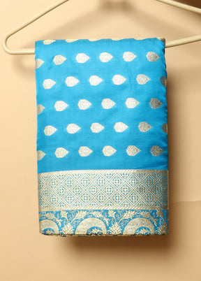 Blue Banarasi Handloom Pure Silk Saree With Blouse - Indian Silk House Agencies