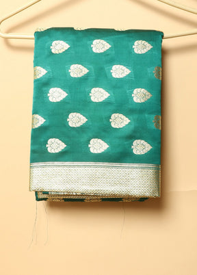 Green Banarasi Handloom Pure Silk Saree With Blouse - Indian Silk House Agencies