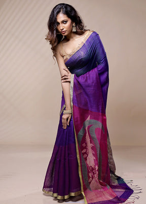 Blue Matka Silk Saree Without Blouse Piece - Indian Silk House Agencies