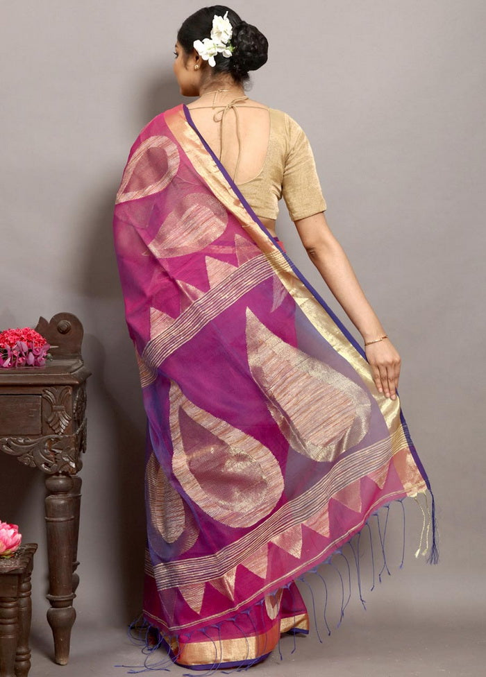 Pink Matka Silk Saree With Blouse - Indian Silk House Agencies