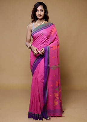 Pink Cotton Saree With Blouse Piece