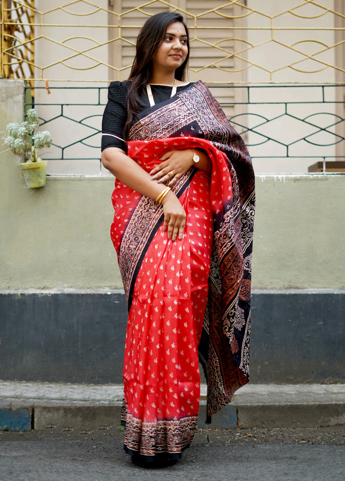 Pink Printed Pure Silk Saree With Blouse Piece - Indian Silk House Agencies