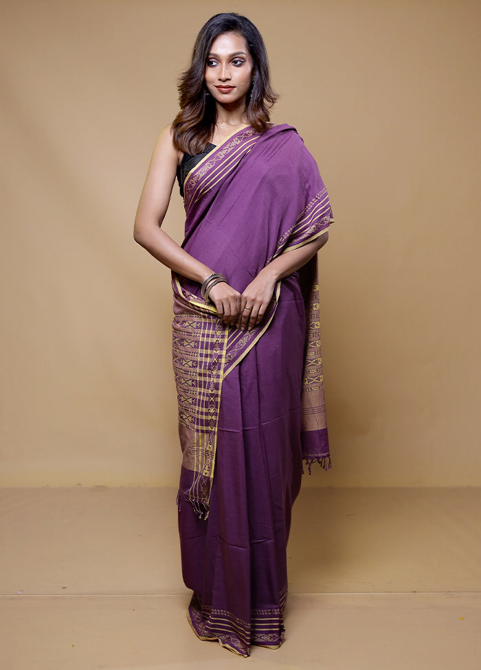 Purple Cotton Saree With Blouse Piece