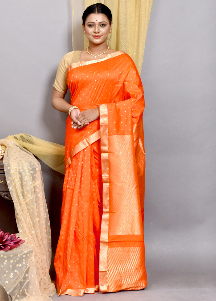 Rust Kanjivaram Silk Sare With Blouse - Indian Silk House Agencies