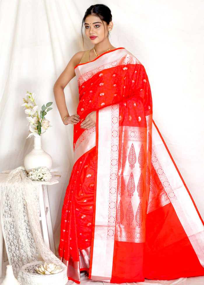 Red Kanjivaram Zari Woven Saree With Blouse - Indian Silk House Agencies