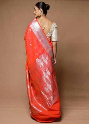 Orange Kanjivaram Silk Saree With Blouse Piece