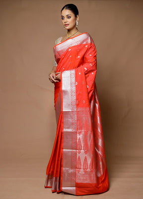 Orange Kanjivaram Silk Saree With Blouse Piece