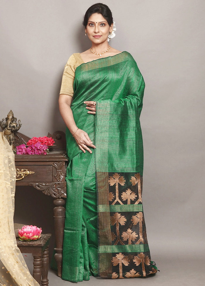 Green Matka Silk Saree With Blouse - Indian Silk House Agencies