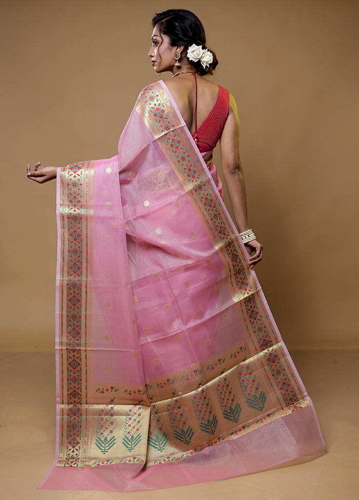 Pink Cotton Saree With Blouse Piece