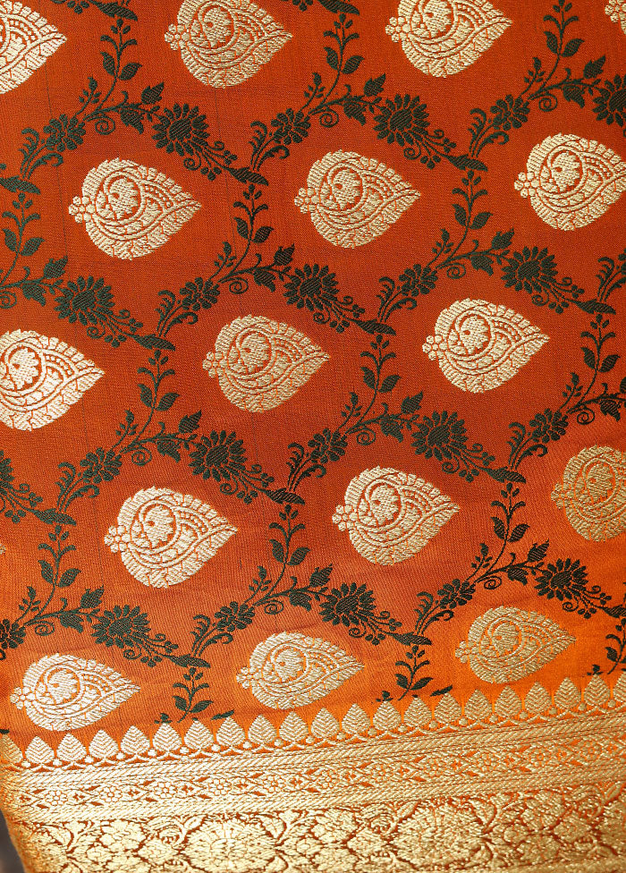 Rust Tanchoi Banarasi Saree With Blouse Piece - Indian Silk House Agencies