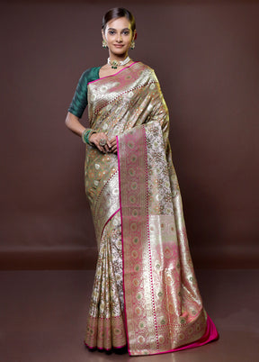 Cream Tanchoi Silk Saree With Blouse Piece