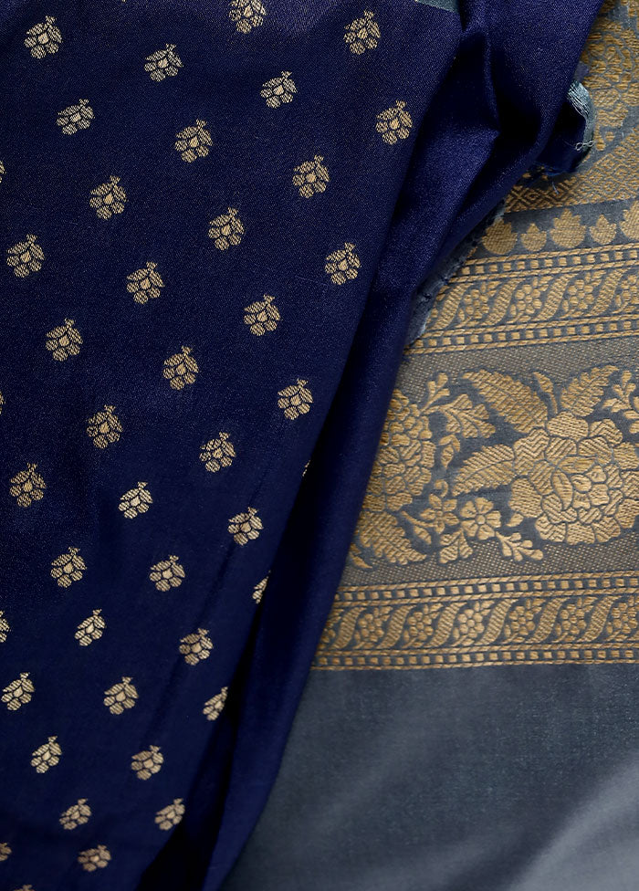 Navy Blue Uppada Silk Saree With Blouse Piece - Indian Silk House Agencies