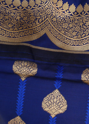 Blue Tanchoi Banarasi Saree With Blouse Piece - Indian Silk House Agencies