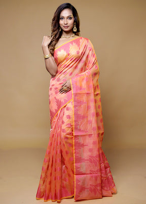 Yellow Kora Silk Saree With Blouse Piece