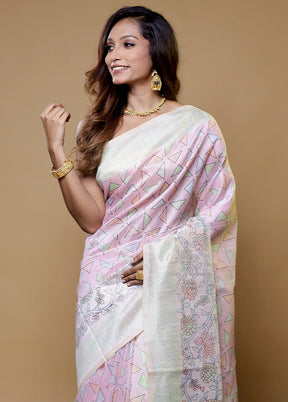 Pink Cotton Saree With Blouse Piece