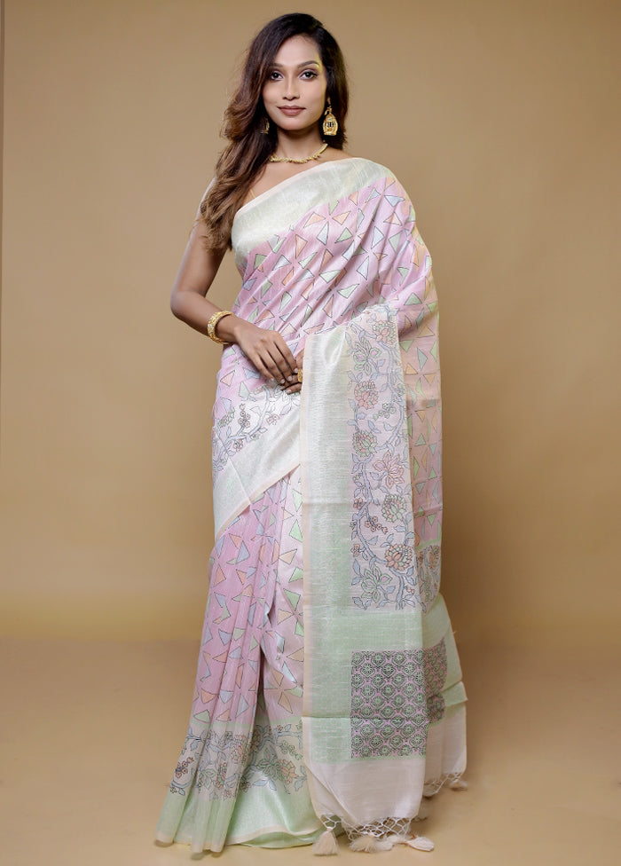 Pink Cotton Saree With Blouse Piece