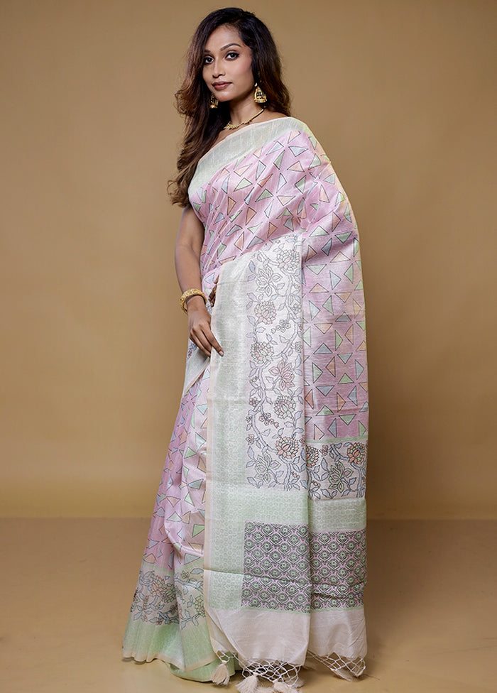 Pink Cotton Saree With Blouse Piece