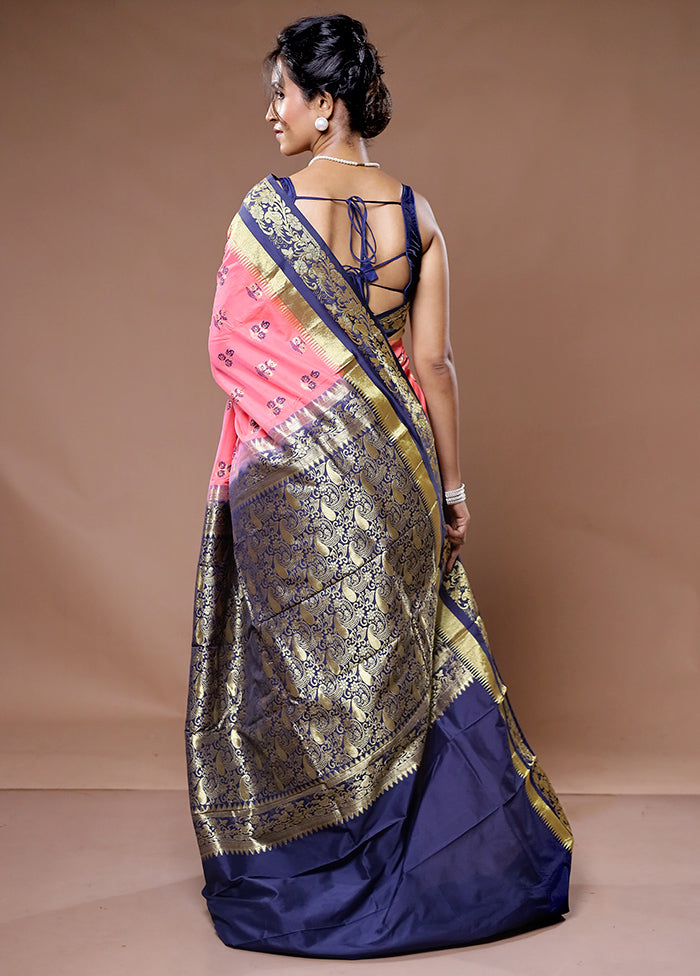 Pink Kanjivaram Silk Saree With Blouse Piece - Indian Silk House Agencies