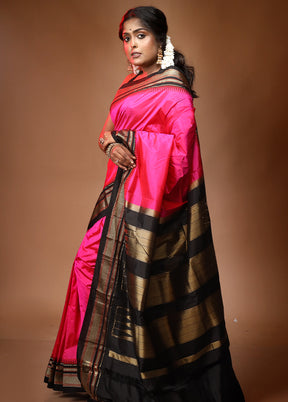 Pink Pure Kanjivaram Silk Saree With Blouse Piece - Indian Silk House Agencies