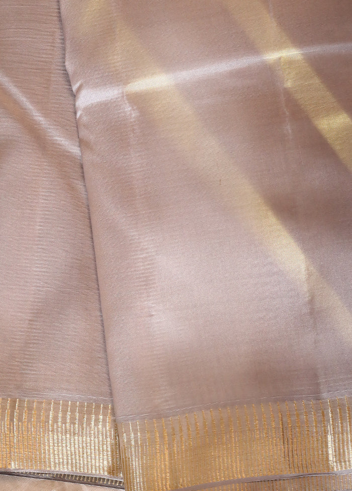 Grey Pure Kanjivaram Silk Saree With Blouse Piece - Indian Silk House Agencies