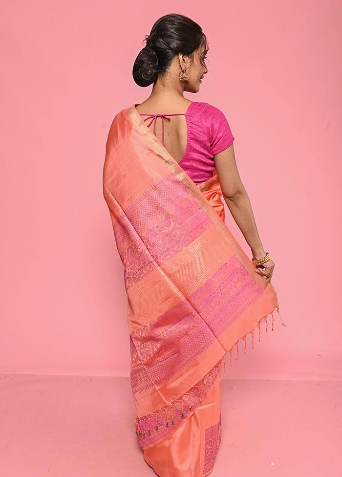 Rust Pure Arni Silk Saree With Blouse Piece - Indian Silk House Agencies