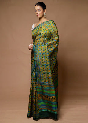 Multicolor Printed Pure Silk Saree Without Blouse Piece