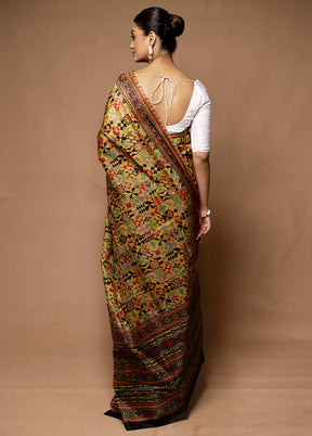 Multicolor Printed Pure Silk Saree Without Blouse Piece